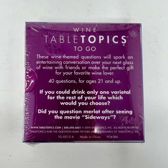 Wine TableTopics To Go Game/Conversation Starters - Picture 2 of 2